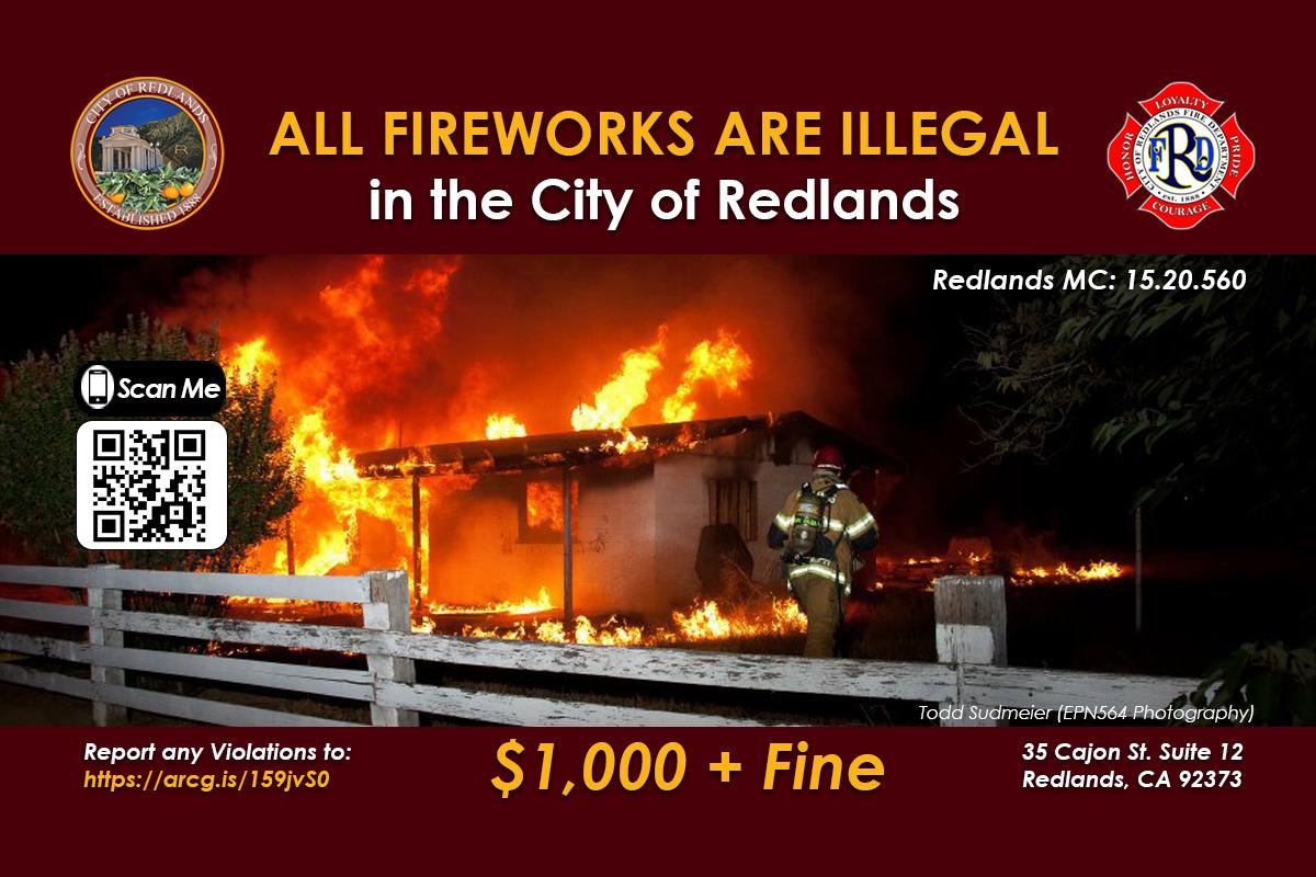 report illegal fireworks in the City of Redlands