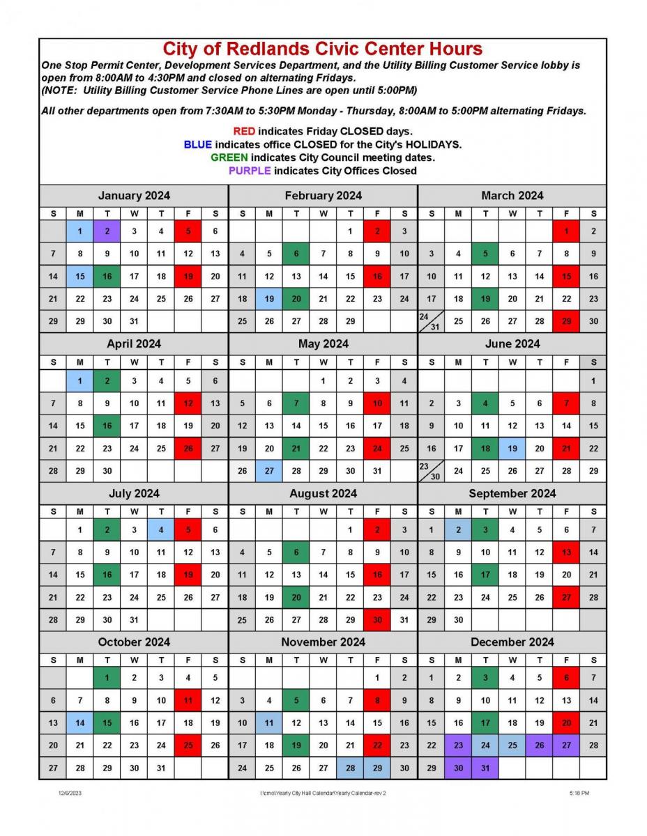 Fall 2024 Redlands Start Schedule roda brigitta