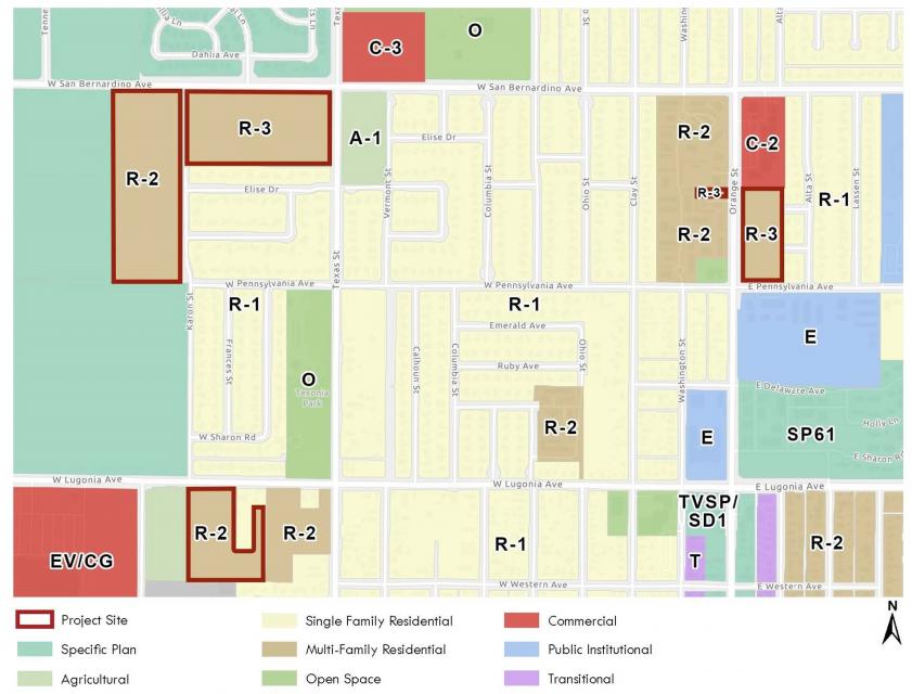 Zoning map showing proposed new zone designations.